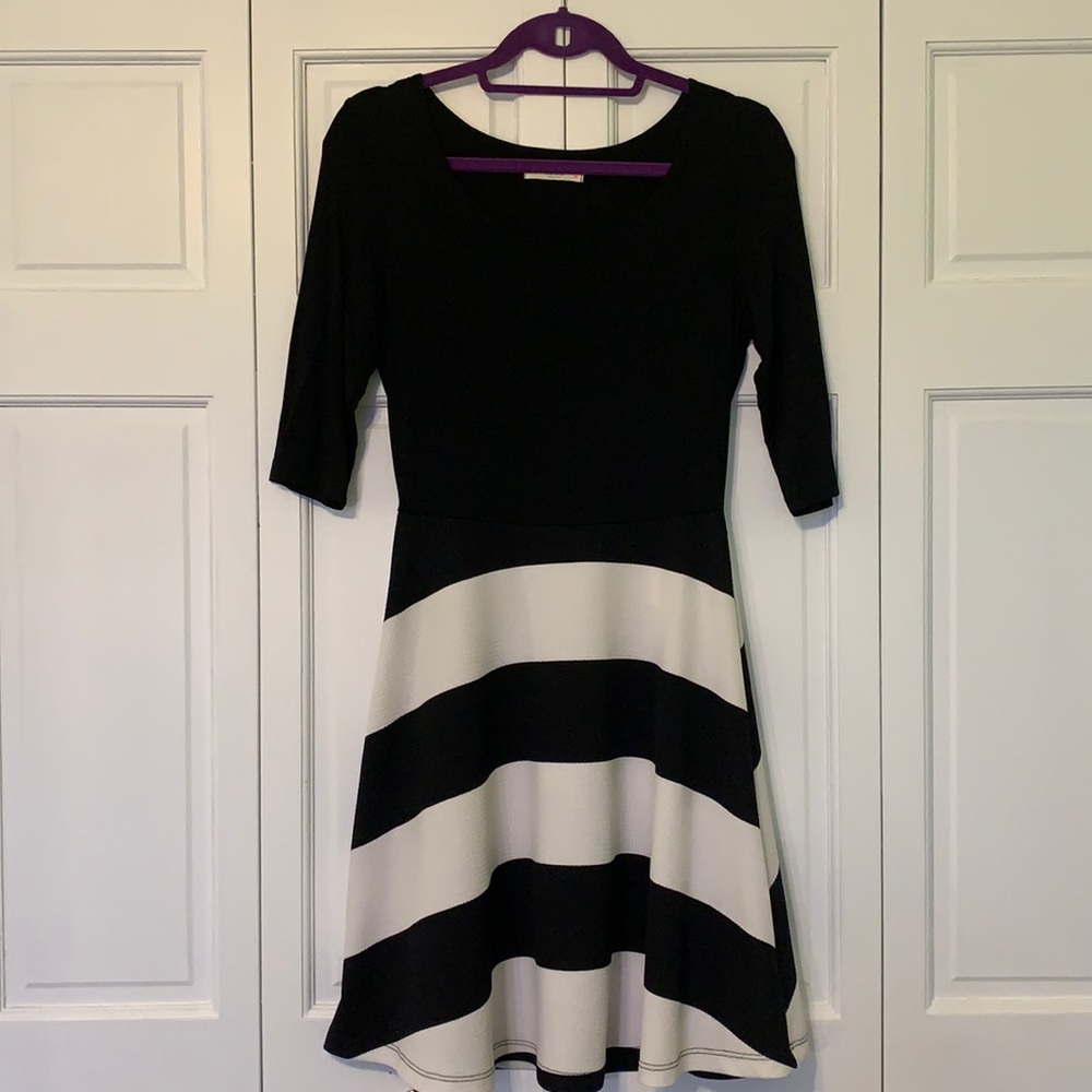 Black and White Striped Skater Dress